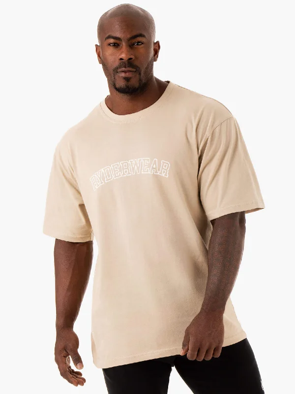 men's fashion fit t-shirts -Oversized T-Shirt - Sandstone