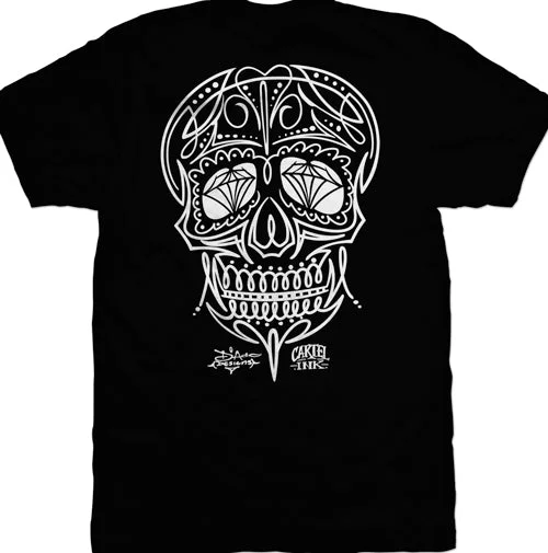 men's graphic tees for layering -Pinstripe Skull Men's T-Shirt