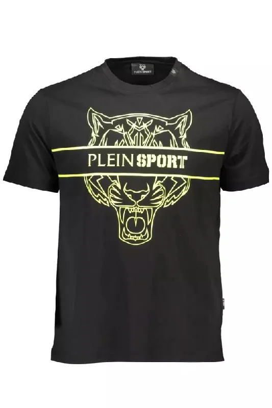 men's white t-shirts -Plein Sport Sleek  Cotton Crew Neck Tee with Men's Logo