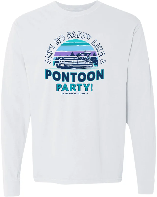 men's cotton blend t-shirts -PONTOON PARTY L/S