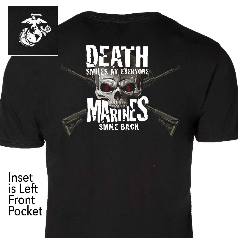 men's summer graphic tees -Marines Smile Back With Front Pocket T-shirt