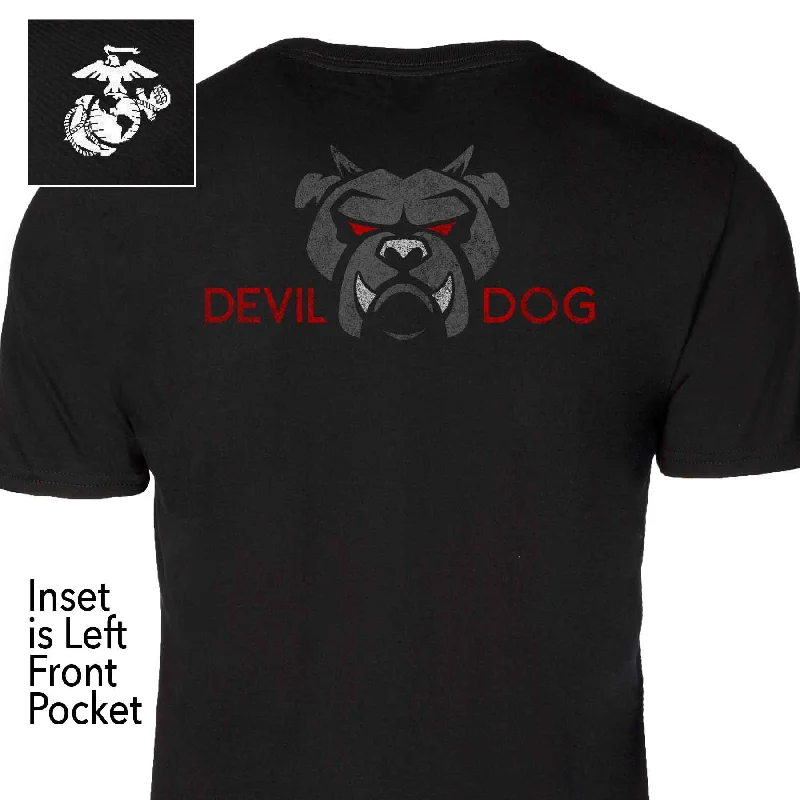 slim fit t-shirts for men -Devil Dog Back With Front Pocket T-shirt