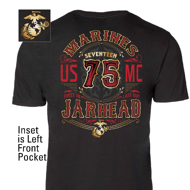 casual graphic t-shirts for men -Western Jarhead Back With Front Pocket T-shirt