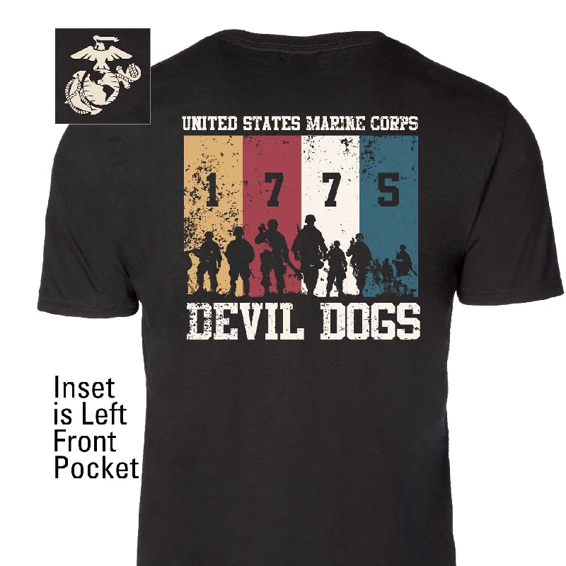 cool t-shirts for men -1775 Devil Dogs Back With Front Pocket T-shirt