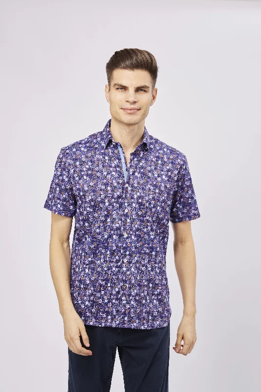 men's patterned shirts -Purple Floral Shirt