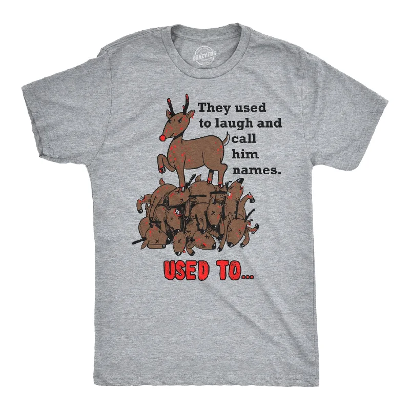 men's stylish v-neck tees -Rudolph The Psychopath Reindeer Men's T Shirt