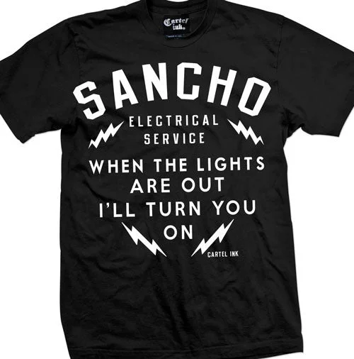 eco-friendly t-shirts for men -Sancho Electrical Service Men's T-Shirt