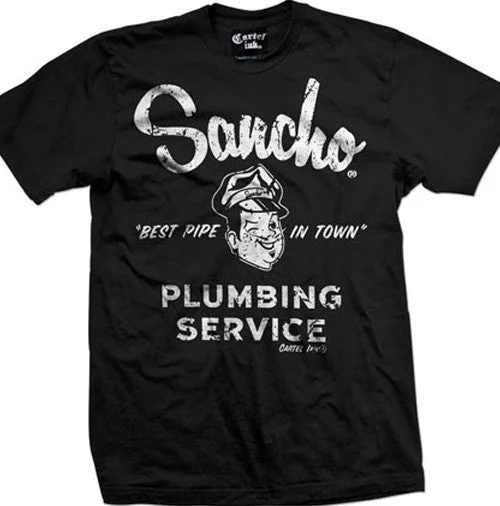 men's graphic tees with quotes -Sancho Plumbing Services Men's T-Shirt