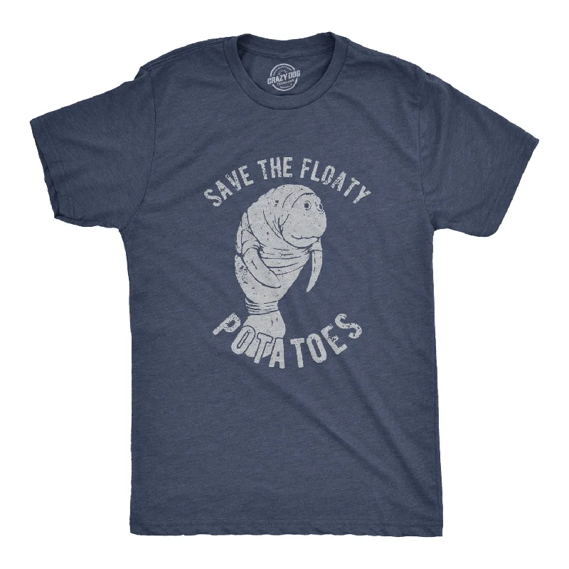 men's stylish v-neck tees -Save The Floaty Potatoes Men's T Shirt