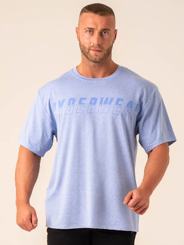 men's retro t-shirts -Soft Tech Oversized T-Shirt - Blue Marl