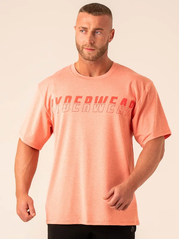 men's oversized graphic tees -Soft Tech Oversized T-Shirt - Coral Marl