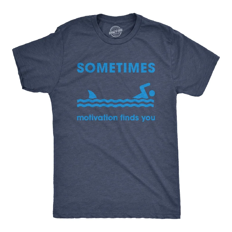 men's printed graphic t-shirts -Sometimes Motivation Finds You Men's T Shirt