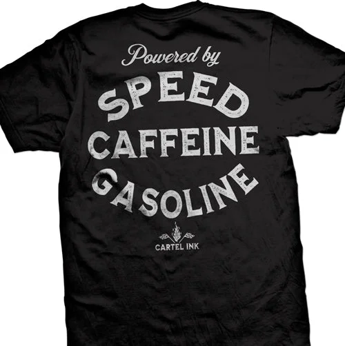 men's oversized graphic t-shirts -Speed Caffeine and Gasoline Men's T-Shirt