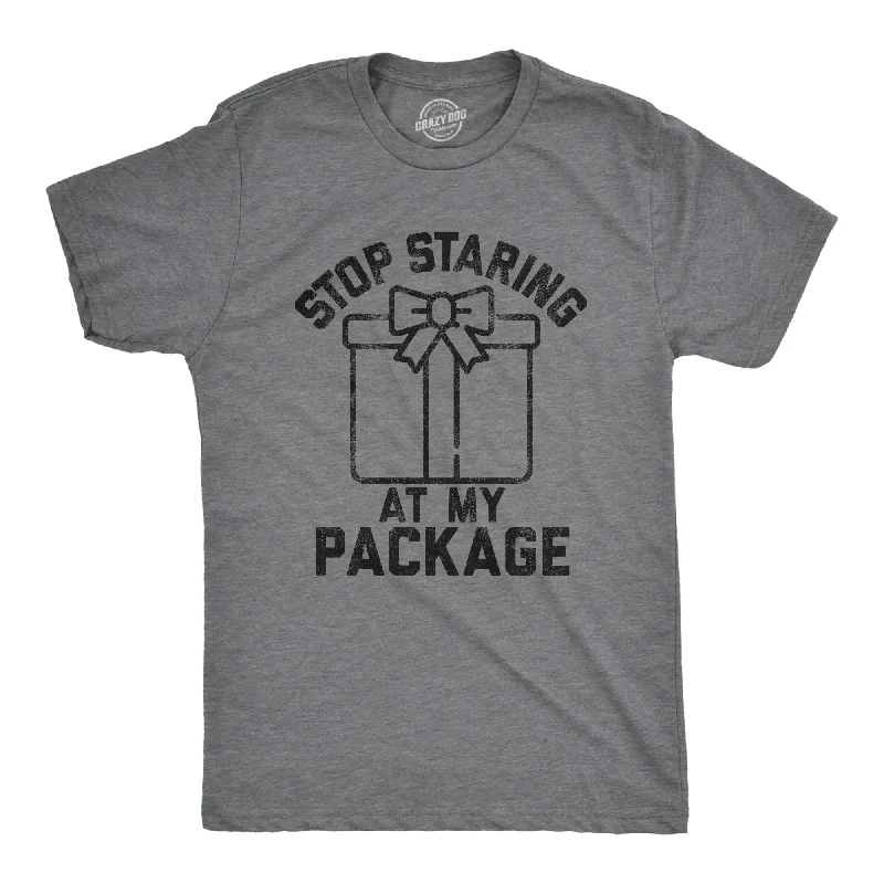 men's holiday-themed t-shirts -Stop Staring At My Package Men's T Shirt