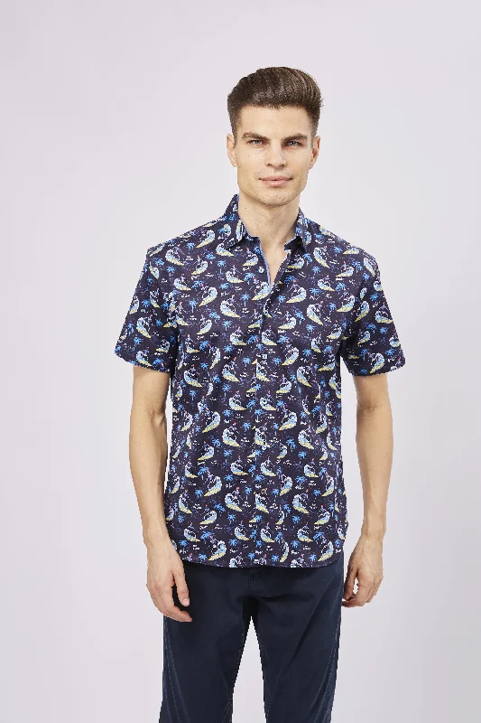 men's Hawaiian shirts -Surfing Skeletons Shirt