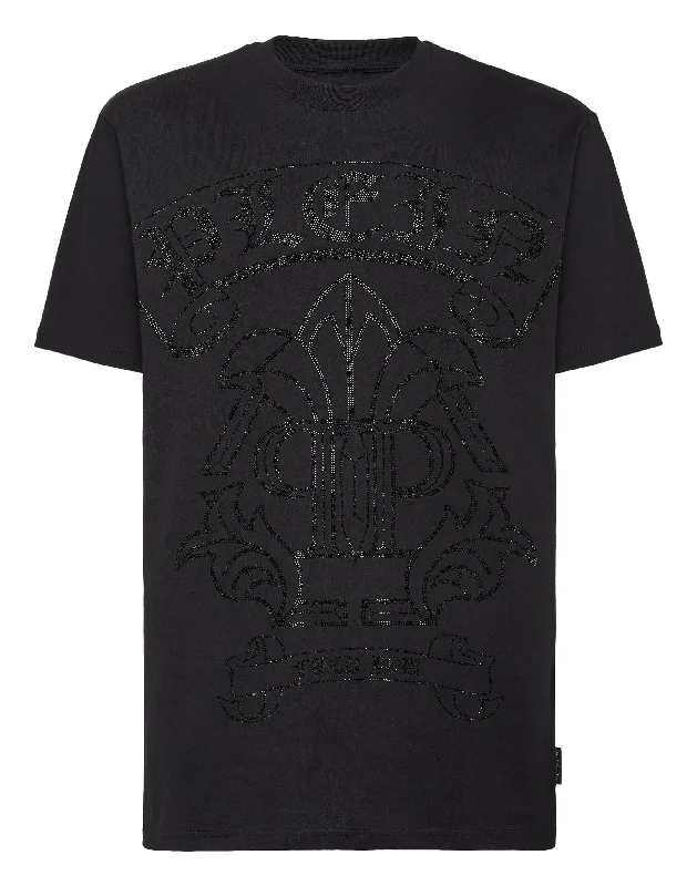 men's cotton blend t-shirts -T-shirt Round Neck SS Gothic Banner