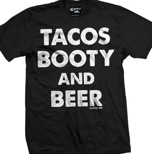 trendy v-neck t-shirts for men -Tacos Booty and Beer Men's T-Shirt