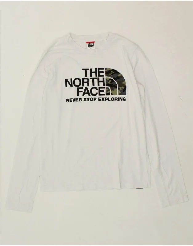 trendy printed t-shirts for men -THE NORTH FACE Boys Graphic Top Long Sleeve 11-12 Years Large White Cotton