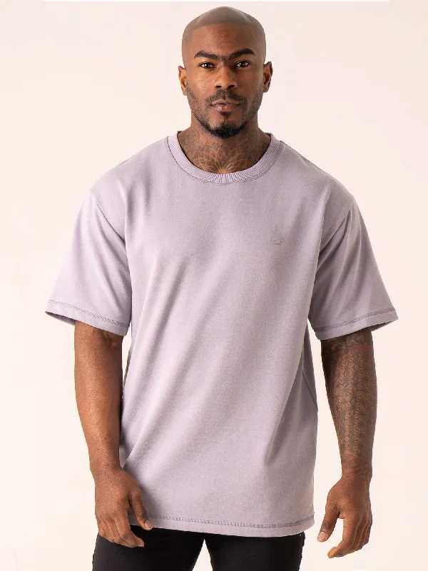 men's t-shirts for summer -Throwback Oversized Fleece T-Shirt - Lavender