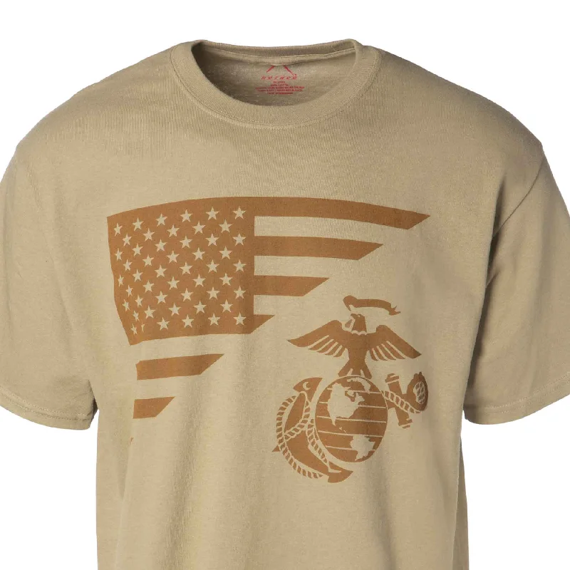 vintage graphic tees for men -USMC Flag, EGA Emblem T-shirt 100% Cotton