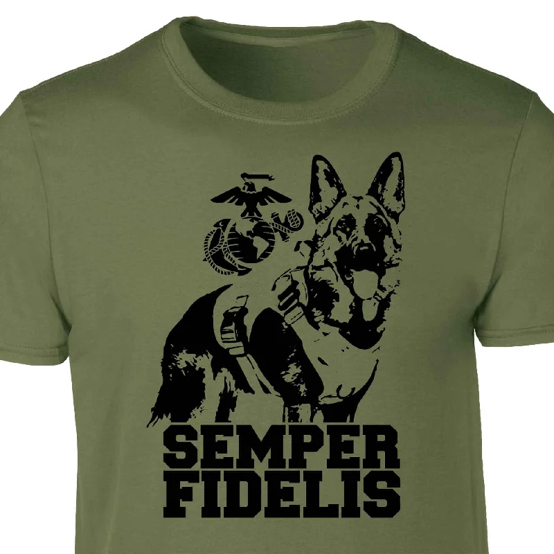 classic fit t-shirts for men -Marine Corps K-9 T-shirt with German Shepherd Graphic Design