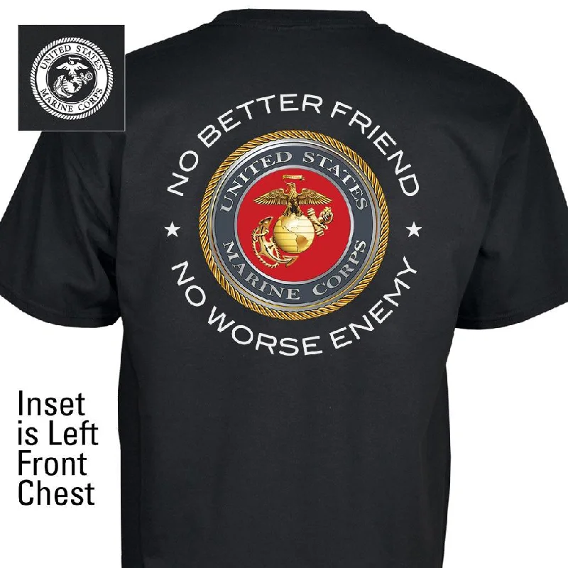 stylish short-sleeve t-shirts -No Better Friend No Worse Enemy Full Back with Left Chest T-Shirt