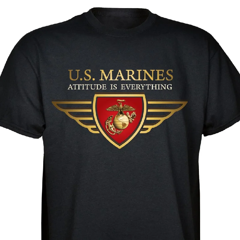 slim-fit cotton t-shirts -US Marines Attitude Is Everything T-shirt