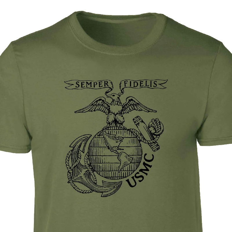 men's holiday-themed t-shirts -Large Eagle, Globe, and Anchor T-shirt