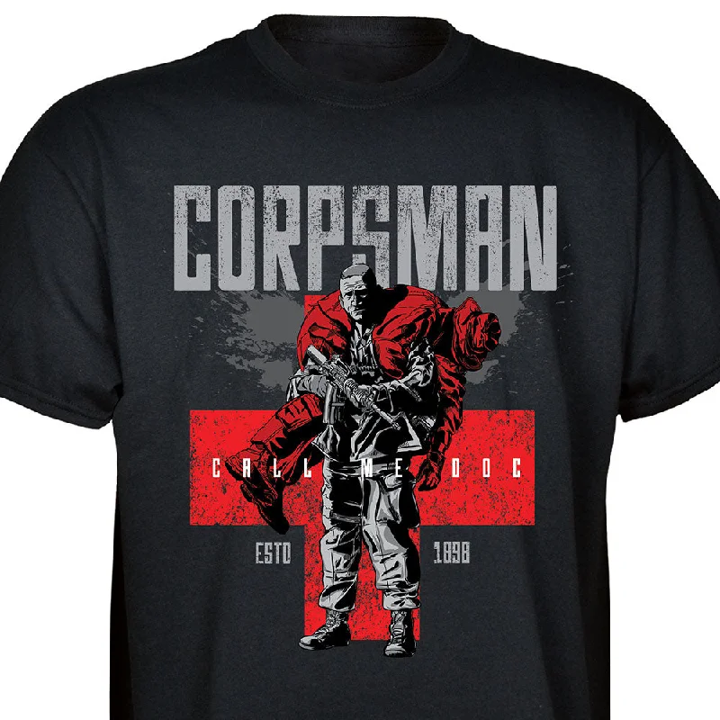 comfortable cotton t-shirts -Corpsman Full Front T-shirt