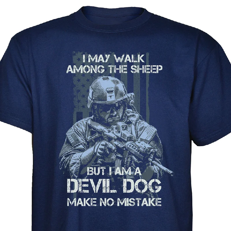 men's summer t-shirts with prints -Devil Dog Make No Mistake Full Front T-shirt