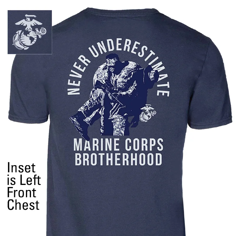 men's graphic t-shirts -USMC Marine Corps Brotherhood T-shirt 100% Cotton