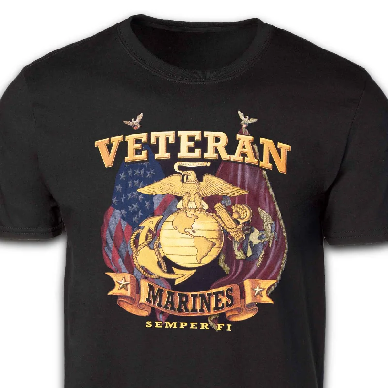 men's crew neck printed t-shirts -Marine Corps Veteran T-Shirt with EGA