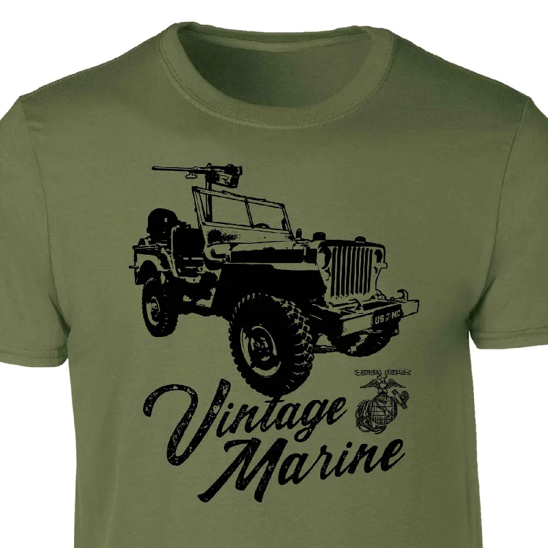 trendy t-shirts for men -Vintage Marine Jeep T-shirt