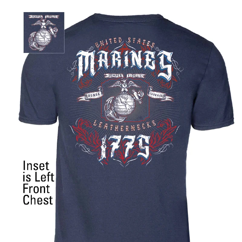 men's oversized t-shirts -USMC Red, White, and Blue Leathernecks T-shirt