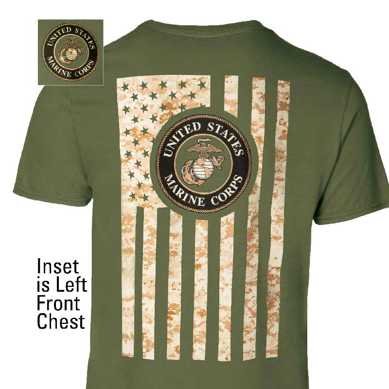 men's black t-shirts -USMC Camo Flag T-shirt