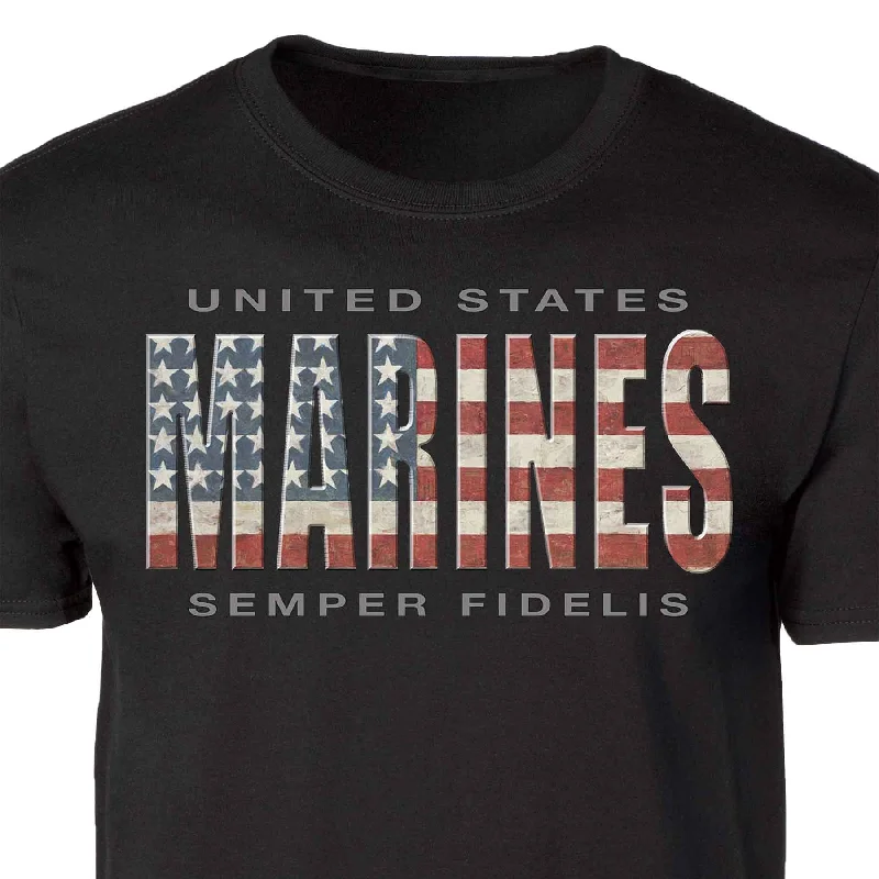 cool vintage t-shirts for men -United States Marines USA Flag T-shirt