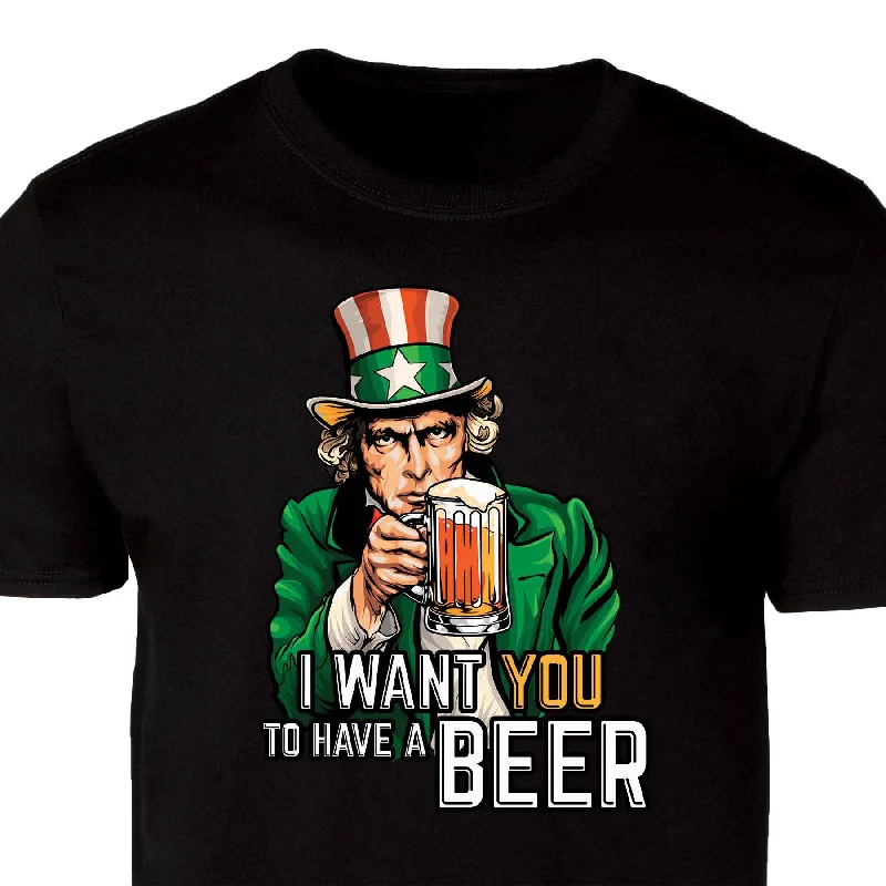 men's stylish v-neck tees -Irish Uncle Sam T-shirt