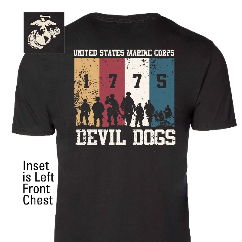 men's holiday-themed t-shirts -1775 Devil Dogs Back With Left Chest T-shirt