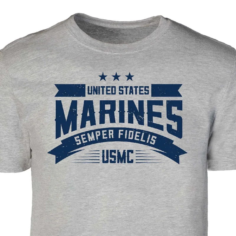 men's casual summer t-shirts -USMC Semper Fidelis Stars T-shirt