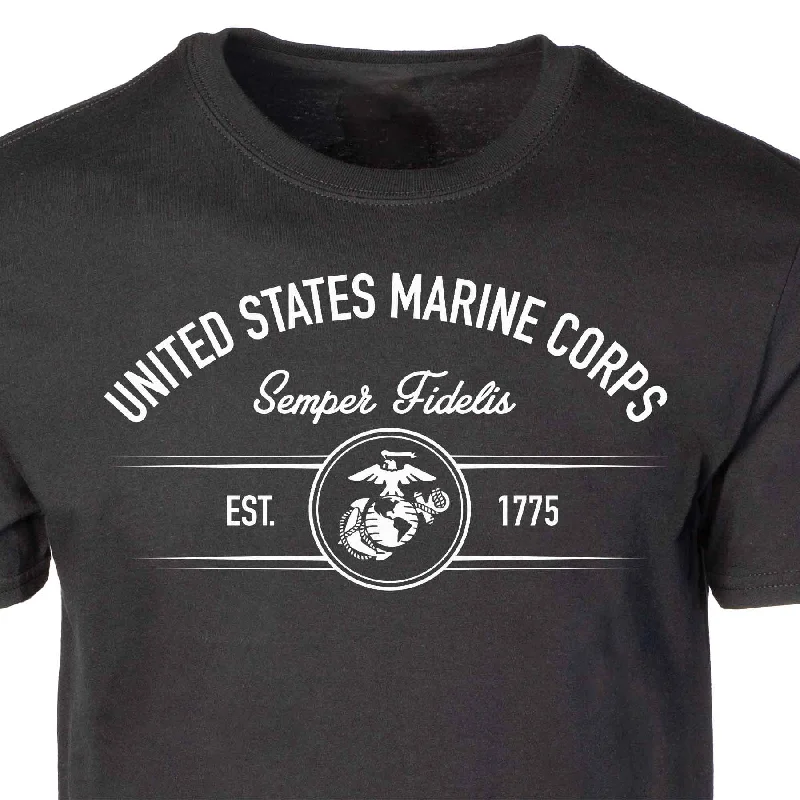 comfortable graphic tees for men -USMC Est. 1775 EGA T-shirt, Black