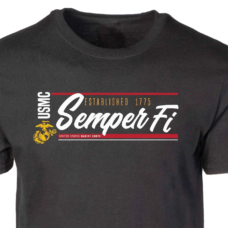 men's black t-shirts -USMC Semper Fi Script T-shirt