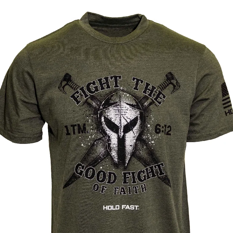 men's summer t-shirts with prints -Fight The Good Fight T-shirt