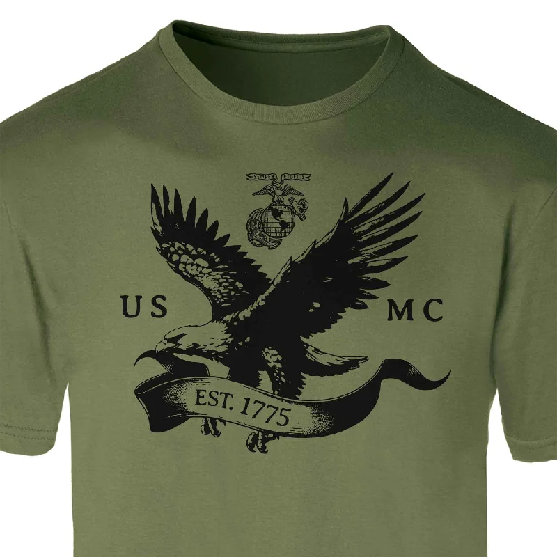 men's bold graphic tees -USMC Eagle With Banner T-shirt