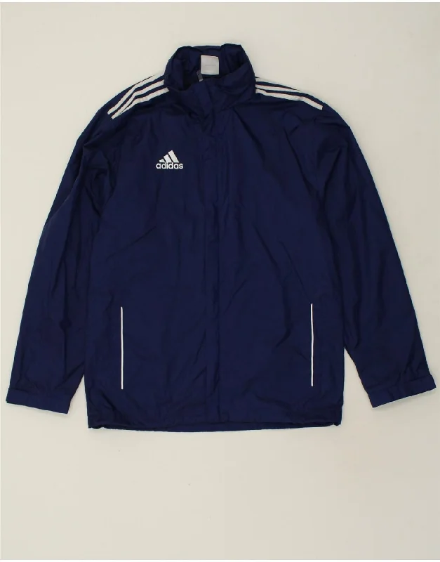 men's heavy-duty jackets -ADIDAS Mens Graphic Hooded Windbreaker Jacket UK 38/40 Medium Navy Blue