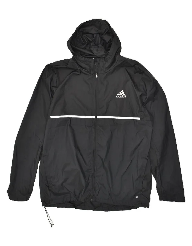 men's formal suit jackets -ADIDAS Mens Hooded Rain Jacket UK 42 XL Black