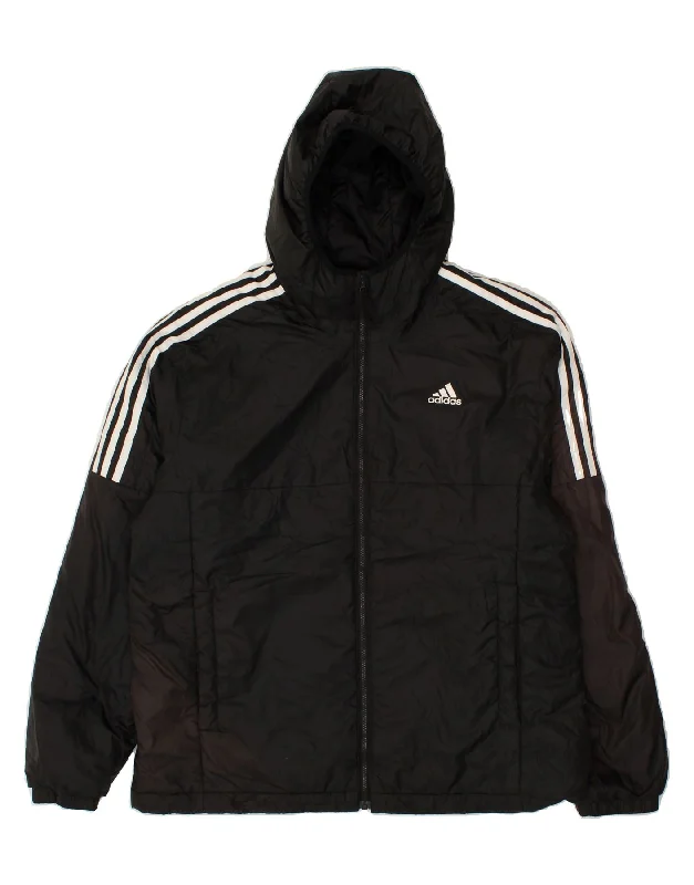 men's waterproof jackets -ADIDAS Mens Hooded Windbreaker Jacket UK 40 Large Black