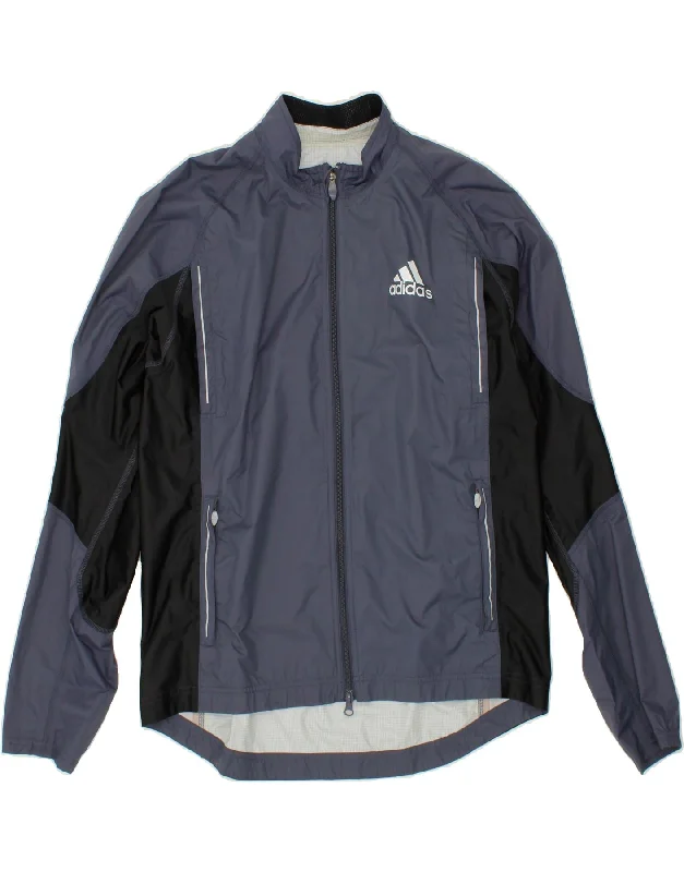 men's trench coats -ADIDAS Mens Rain Jacket UK 38 Medium Navy Blue Colourblock Polyamide