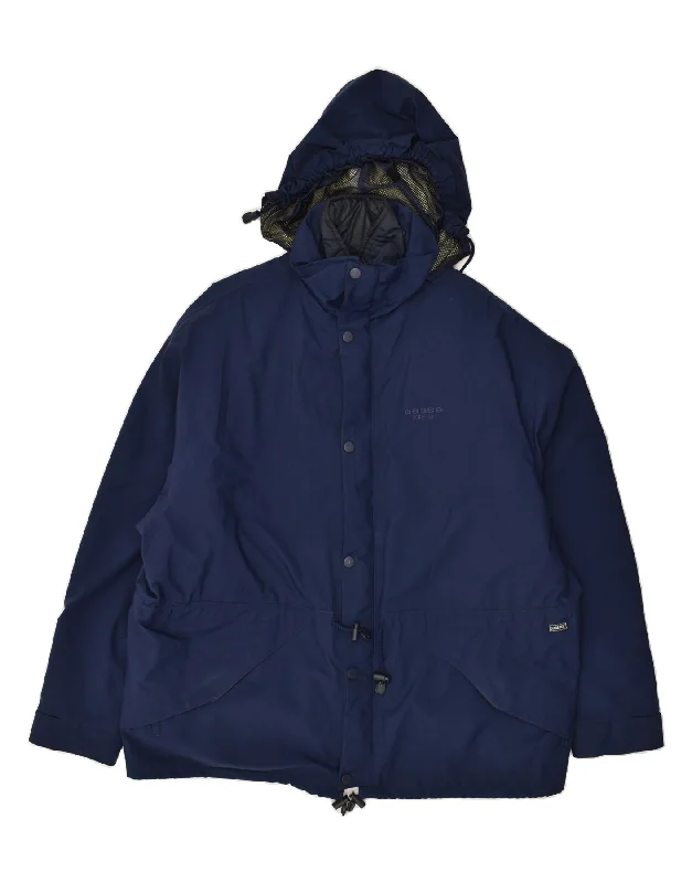 men's parka jackets for winter -AESSE Mens Hooded Windbreaker Jacket UK 42 XL Navy Blue Polyamide