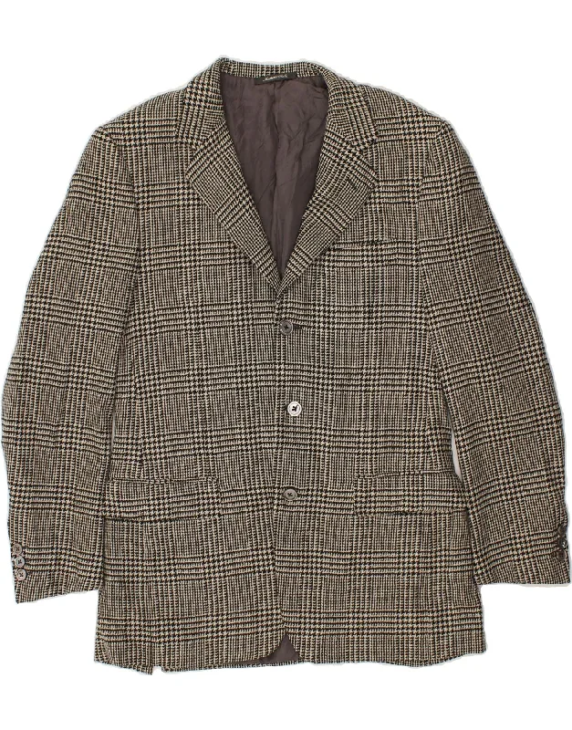 men's bomber jackets with hood -AQUASCUTUM Mens 3 Button Blazer Jacket IT 48 Medium Grey Houndstooth