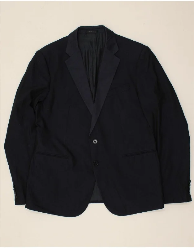 stylish winter jackets for men -ARMANI COLLEZIONI Mens 2 Button Blazer Jacket UK 38 Medium Navy Blue